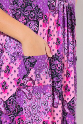 Plus size veliki brojevi Haljina midi bez rukava s džepovima za punije
