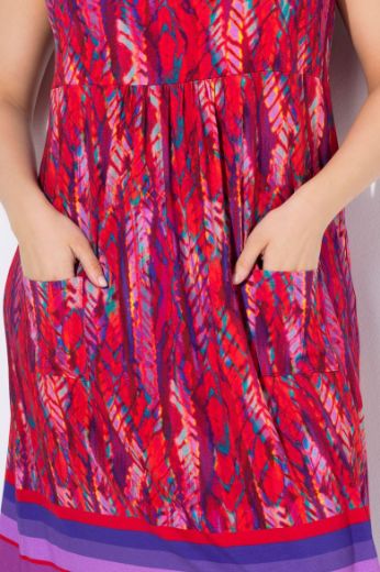 Plus size veliki brojevi Haljina midi bez rukava s džepovima za punije