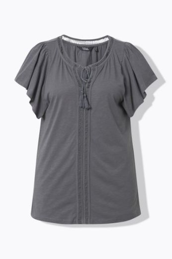 Plus size veliki brojevi Majica s vezanjem na ovratniku za punije