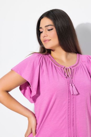Plus size veliki brojevi Majica s vezanjem na ovratniku za punije