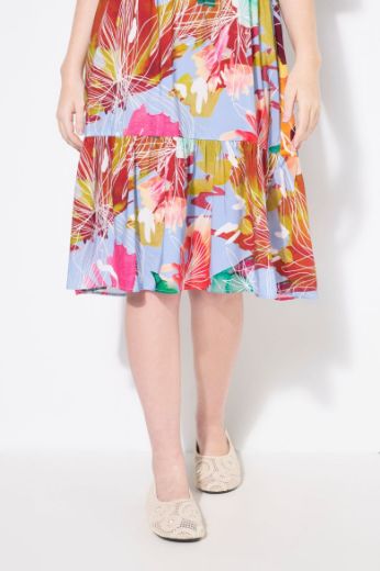 Plus size veliki brojevi Haljina kratkih rukava na volane A kroja za punije