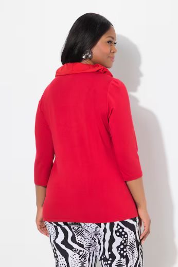 Plus size veliki brojevi Majica s povišenim ovratnikom 3/4 rukavi za punije