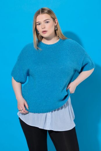 Plus size veliki brojevi Pulover polu rukava okruglog ovratnika za punije