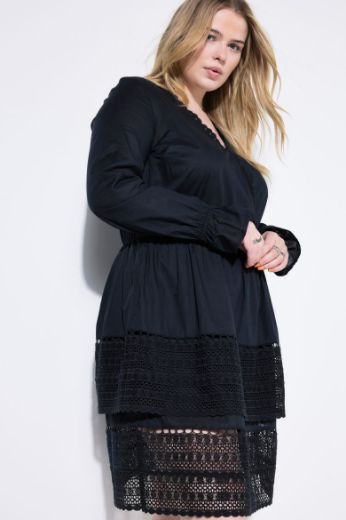 Plus size veliki brojevi Haljina midi dugih rukava A kroja za punije