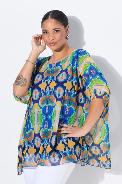 Veliki brojevi Bluza kratkih rukava šireg kroja moda za punije