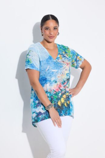Plus size veliki brojevi Majica kratkih rukava V ovratnika za punije