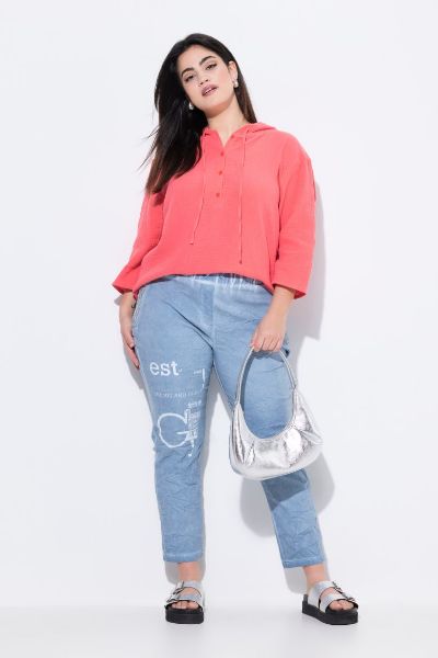 Veliki brojevi Bluza od muslina s kapuljačom moda za punije