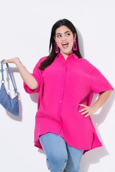 Veliki brojevi Bluza kratkih rukava šireg kroja moda za punije
