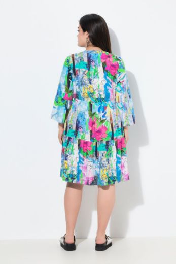 Plus size veliki brojevi Haljina 3/4 rukava A kroja na volane za punije