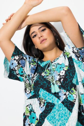 Plus size veliki brojevi Haljina kratkih rukava A kroja za punije