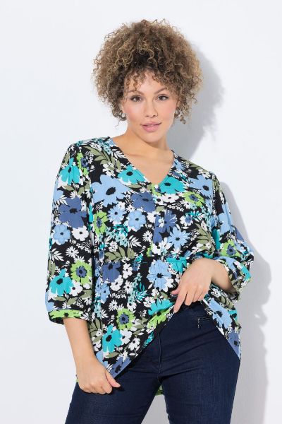 Veliki brojevi Bluza 3/4 rukava V ovratnika moda za punije