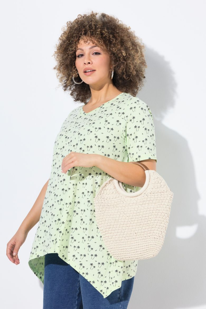 Plus size veliki brojevi Majica kratkih rukava V ovratnika za punije