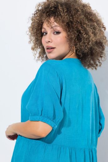 Plus size veliki brojevi Haljina kratkih rukava od muslina za punije
