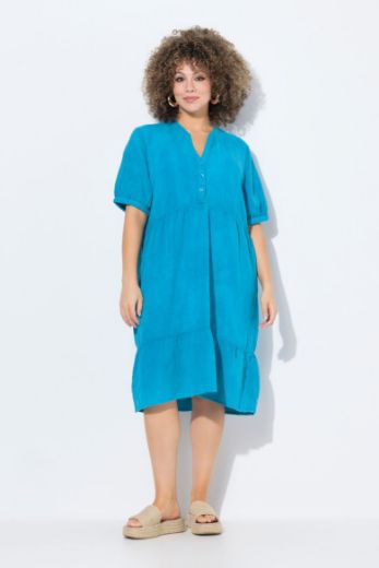 Plus size veliki brojevi Haljina kratkih rukava od muslina za punije