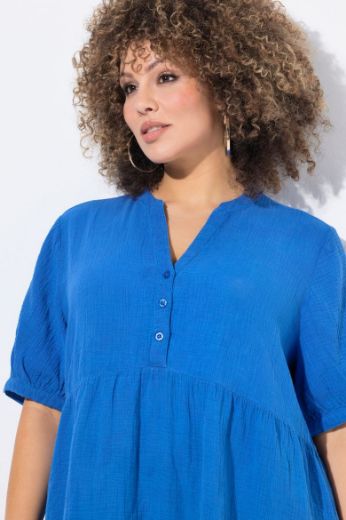 Plus size veliki brojevi Haljina kratkih rukava od muslina za punije
