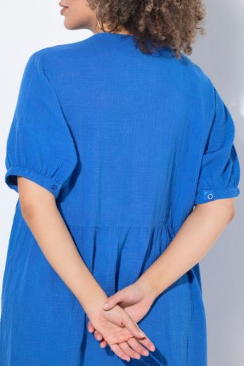Plus size veliki brojevi Haljina kratkih rukava od muslina za punije