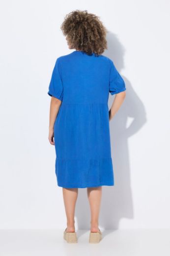 Plus size veliki brojevi Haljina kratkih rukava od muslina za punije