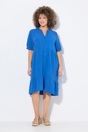 Plus size veliki brojevi Haljina kratkih rukava od muslina za punije