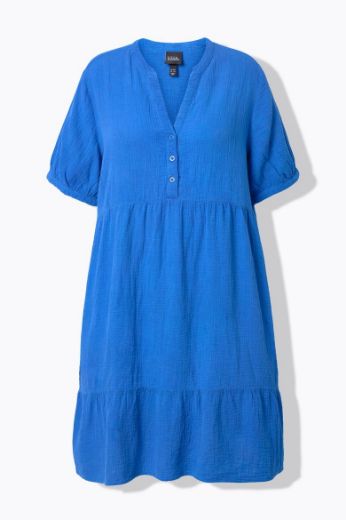 Plus size veliki brojevi Haljina kratkih rukava od muslina za punije