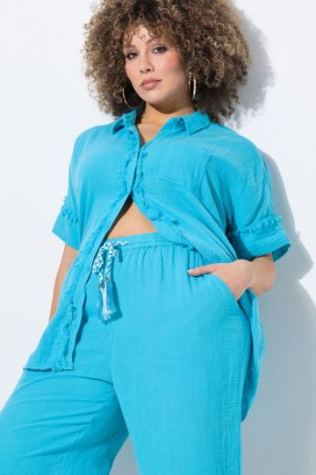Plus size veliki brojevi Hlače širokih nogavica od muslina za punije