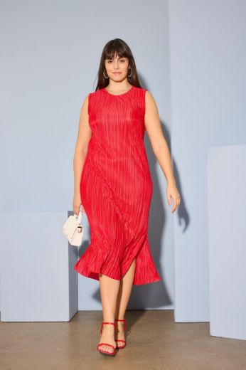 Plus size veliki brojevi Haljina midi bez rukava okruglog ovratnika za punije