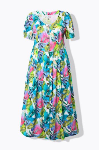 Plus size veliki brojevi Haljina maxi kratkih rukava od mješavine lana za punije