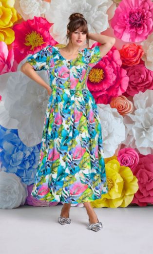 Plus size veliki brojevi Haljina maxi kratkih rukava od mješavine lana za punije