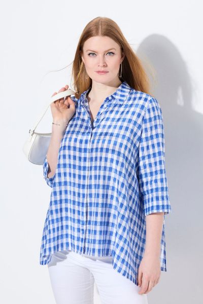Veliki brojevi Bluza 3/4 rukava karirana moda za punije