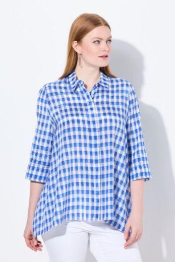 Plus size veliki brojevi Bluza 3/4 rukava karirana za punije