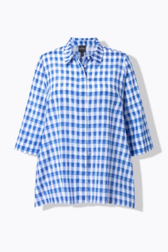 Plus size veliki brojevi Bluza 3/4 rukava karirana za punije