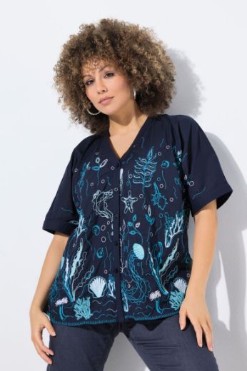 Plus size veliki brojevi Bluza kratkih rukava morskog printa za punije