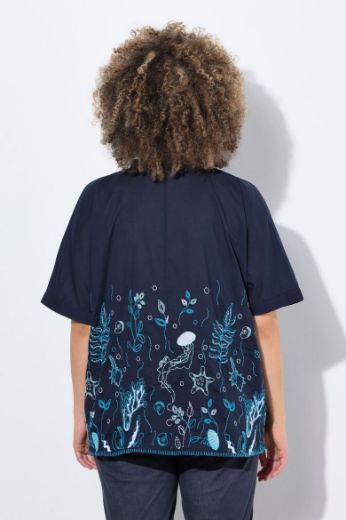 Plus size veliki brojevi Bluza kratkih rukava morskog printa za punije