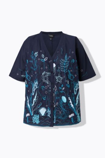 Plus size veliki brojevi Bluza kratkih rukava morskog printa za punije
