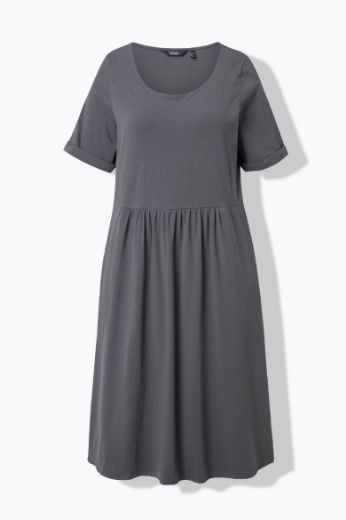 Plus size veliki brojevi Haljina midi kratkih rukava okruglog izreza za punije