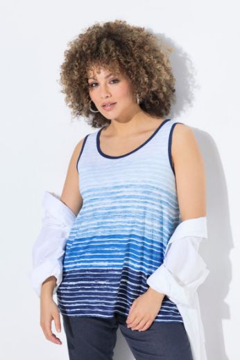 Plus size veliki brojevi Majica bez rukava na pruge šireg A kroja za punije