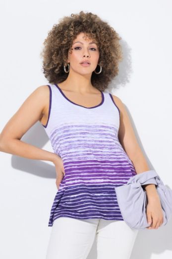 Plus size veliki brojevi Majica bez rukava na pruge šireg A kroja za punije