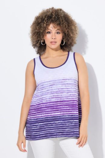 Plus size veliki brojevi Majica bez rukava na pruge šireg A kroja za punije