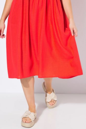 Plus size veliki brojevi Haljina kratkih rukava od mješavine lana za punije