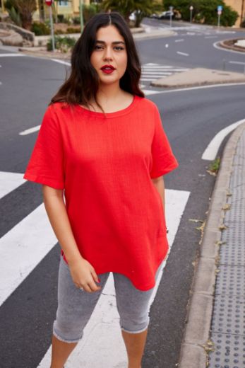 Plus size veliki brojevi Bluza kratkih rukava, okrugli izrez za punije