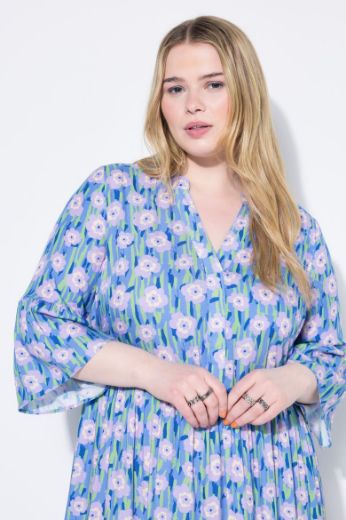 Plus size veliki brojevi Haljina maxi 3/4 rukava na volane za punije
