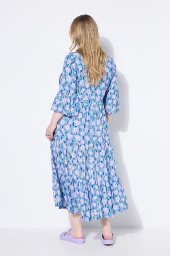 Plus size veliki brojevi Haljina maxi 3/4 rukava na volane za punije