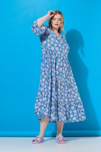 Plus size veliki brojevi Haljina maxi 3/4 rukava na volane za punije