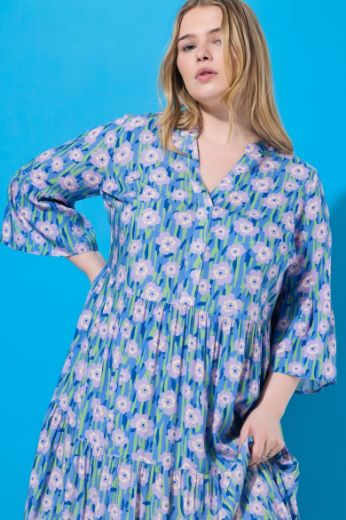 Plus size veliki brojevi Haljina maxi 3/4 rukava na volane za punije