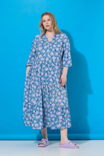 Plus size veliki brojevi Haljina maxi 3/4 rukava na volane za punije