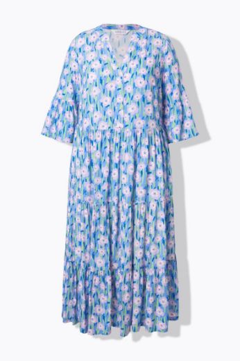 Plus size veliki brojevi Haljina maxi 3/4 rukava na volane za punije