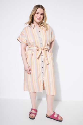 Plus size veliki brojevi Haljina midi kratkih rukava za punije