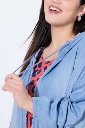 Plus size veliki brojevi Jakna od mekog trapera dužeg kroja za punije
