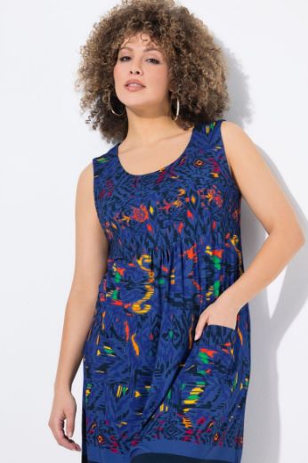 Plus size veliki brojevi Haljina midi bez rukava okruglog ovratnika za punije