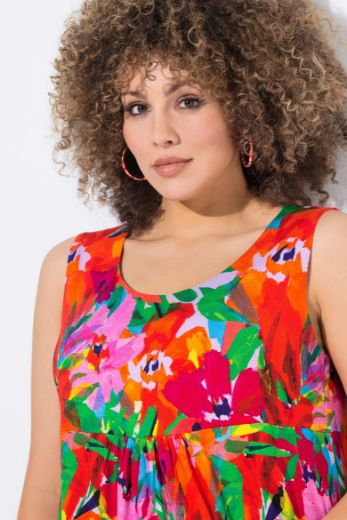 Plus size veliki brojevi Haljina midi bez rukava okruglog ovratnika za punije