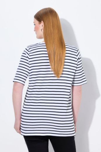 Plus size veliki brojevi Mjica kratkih rukava na pruge za punije